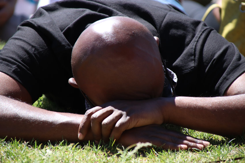 Protesters laid face-down on the ground for nine minutes in memory of George Floyd.